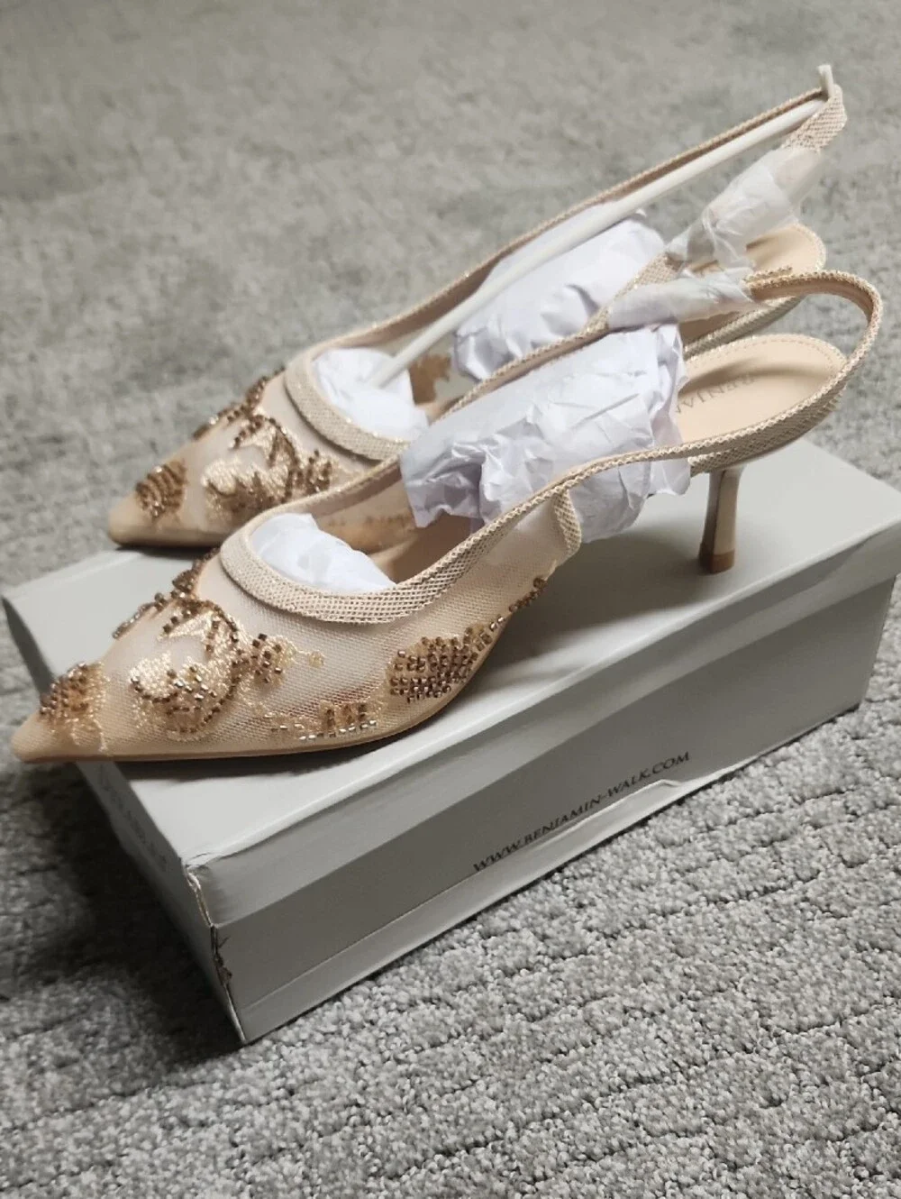 Benjamin Walk Embellished Beige Slingback Heels